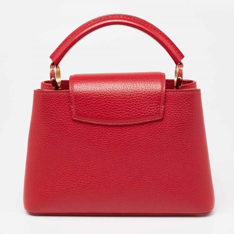 Pre Owned Louis Vuitton Red Taurillon Leather Capucines BB Bag