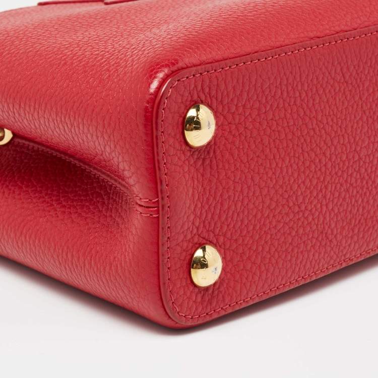 Pre Owned Louis Vuitton Red Taurillon Leather Capucines BB Bag