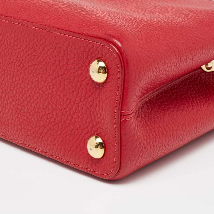 Pre Owned Louis Vuitton Red Taurillon Leather Capucines BB Bag