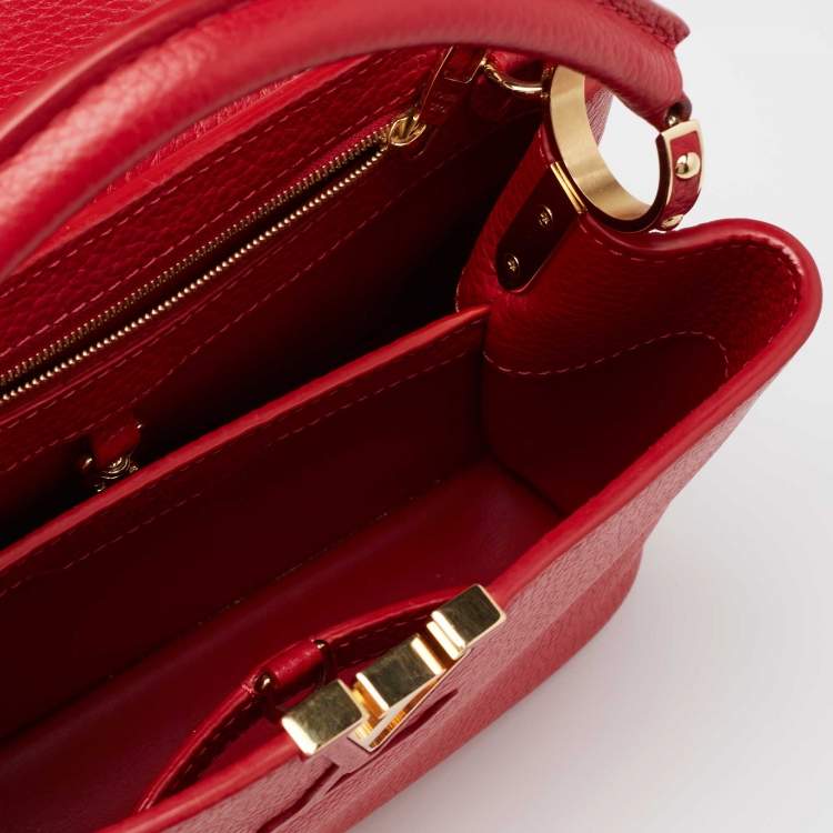 Pre Owned Louis Vuitton Red Taurillon Leather Capucines BB Bag