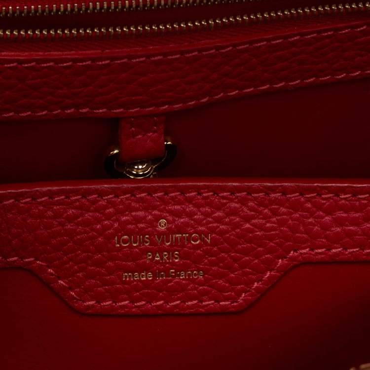 Pre Owned Louis Vuitton Red Taurillon Leather Capucines BB Bag