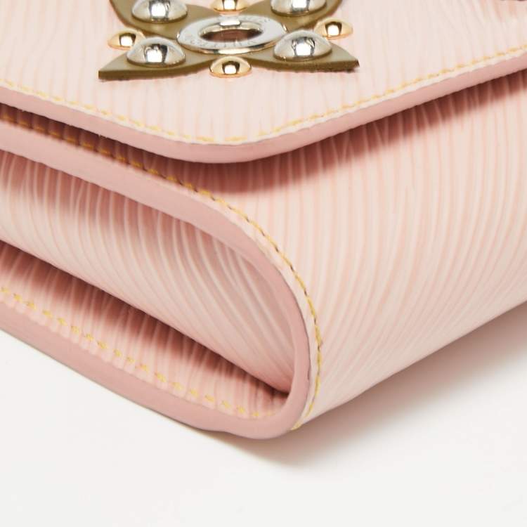 Pre Owned Louis Vuitton Rose Ballerina Epi Leather Mechanical Flower Twist Wallet On Chain