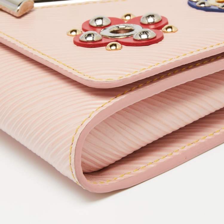 Pre Owned Louis Vuitton Rose Ballerina Epi Leather Mechanical Flower Twist Wallet On Chain