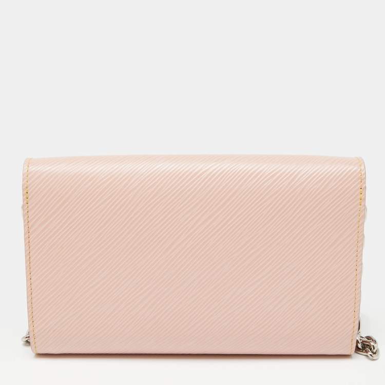 Pre Owned Louis Vuitton Rose Ballerina Epi Leather Mechanical Flower Twist Wallet On Chain