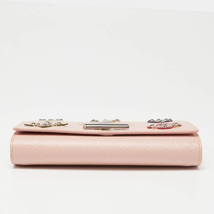 Pre Owned Louis Vuitton Rose Ballerina Epi Leather Mechanical Flower Twist Wallet On Chain