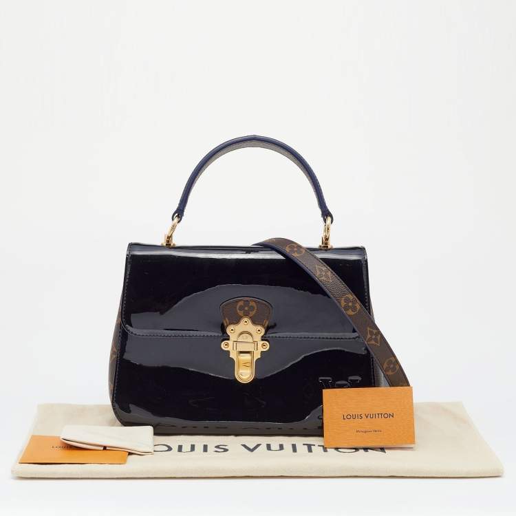 Pre Owned Louis Vuitton Black Vernis Leather And Monogram Canvas Cherrywood PM Bag