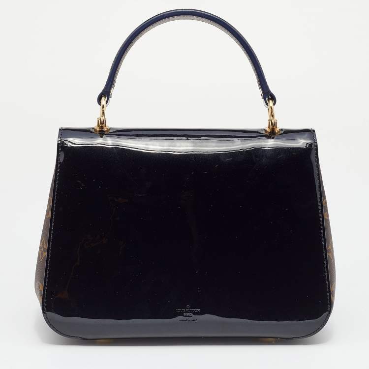 Pre Owned Louis Vuitton Black Vernis Leather And Monogram Canvas Cherrywood PM Bag