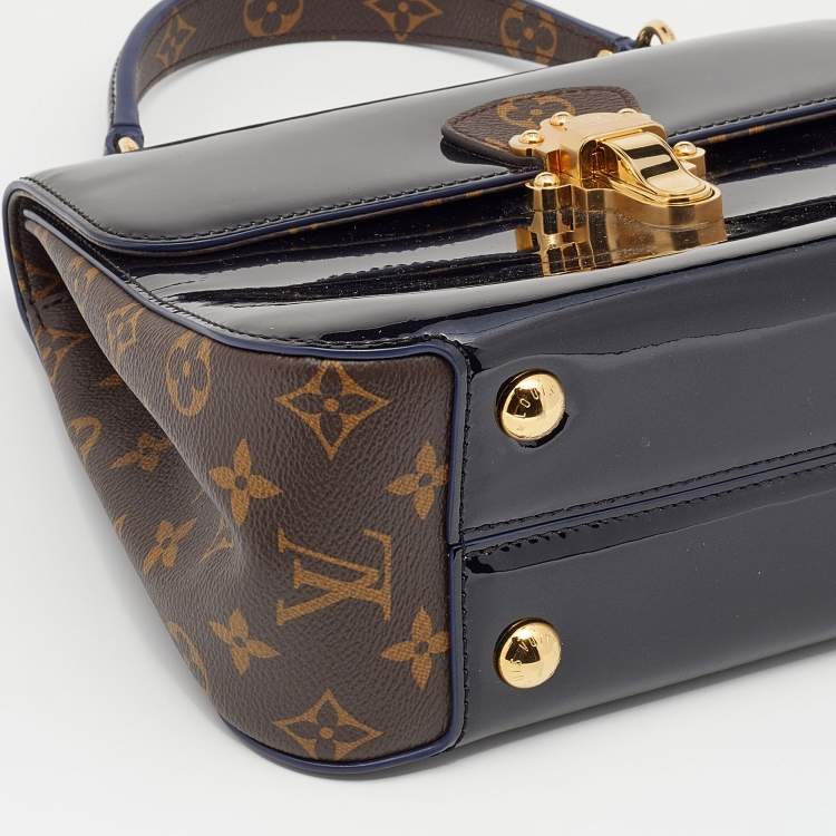 Pre Owned Louis Vuitton Black Vernis Leather And Monogram Canvas Cherrywood PM Bag