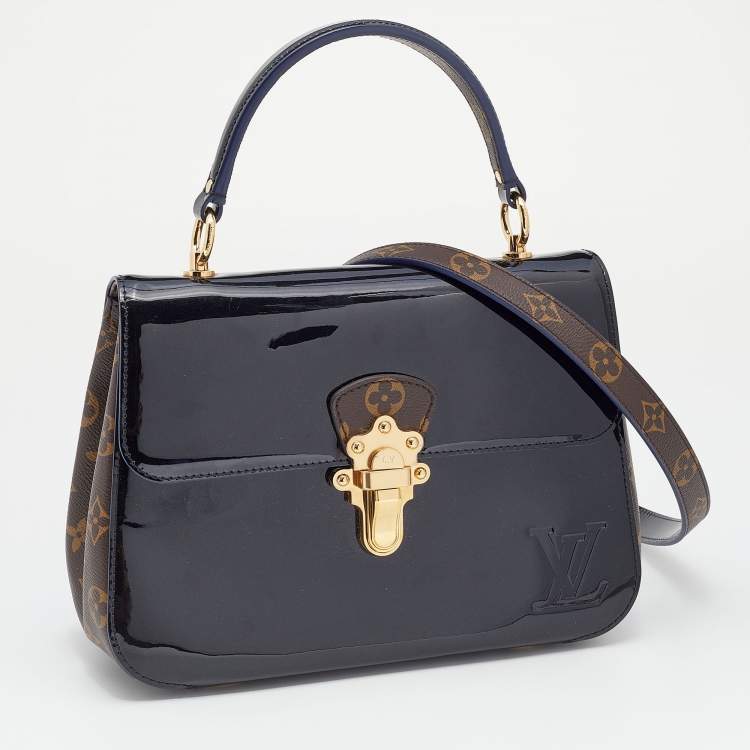 Pre Owned Louis Vuitton Black Vernis Leather And Monogram Canvas Cherrywood PM Bag