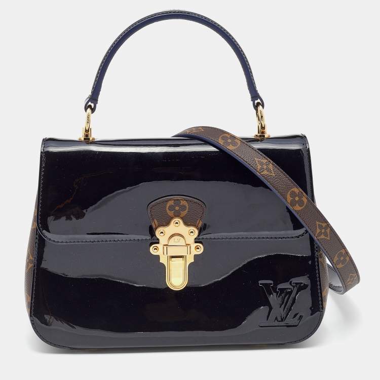 Pre Owned Louis Vuitton Black Vernis Leather And Monogram Canvas Cherrywood PM Bag