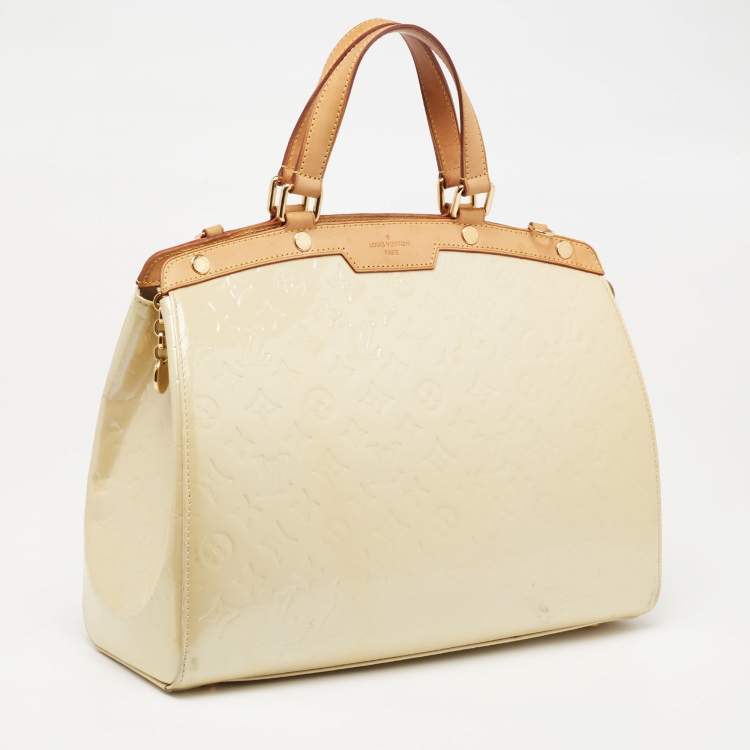 Pre Owned Louis Vuitton Blanc Corail Monogram Vernis Brea GM Bag
