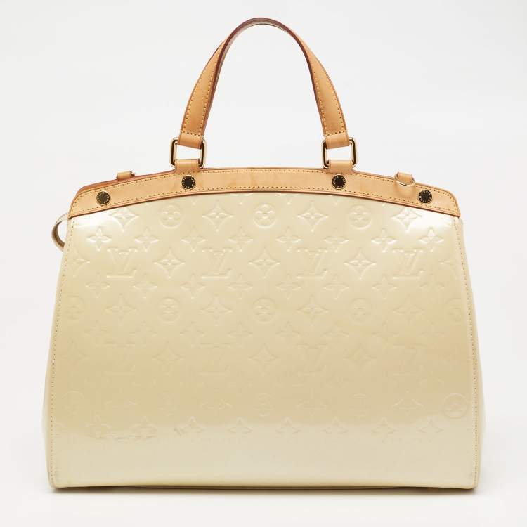 Pre Owned Louis Vuitton Blanc Corail Monogram Vernis Brea GM Bag