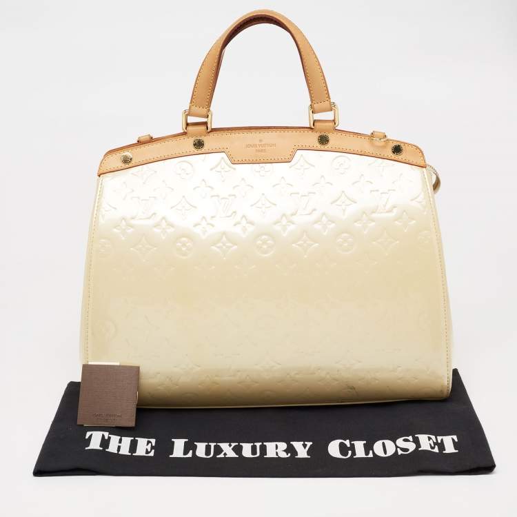 Pre Owned Louis Vuitton Blanc Corail Monogram Vernis Brea GM Bag
