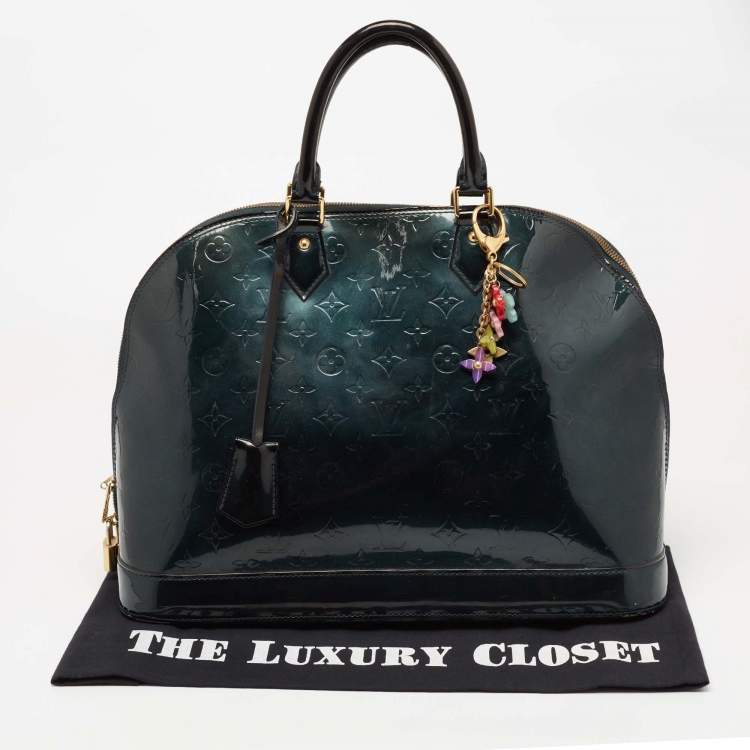 Pre Owned Louis Vuitton Blue Nuit Monogram Vernis Alma GM Bag