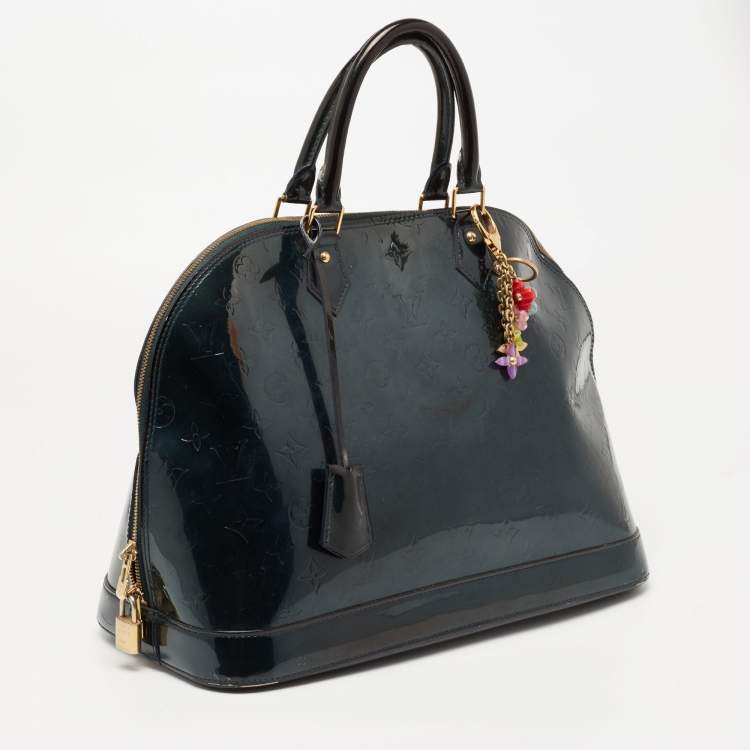 Pre Owned Louis Vuitton Blue Nuit Monogram Vernis Alma GM Bag
