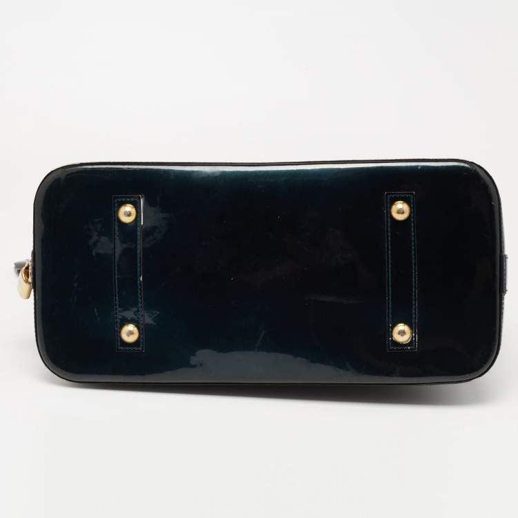 Pre Owned Louis Vuitton Blue Nuit Monogram Vernis Alma GM Bag