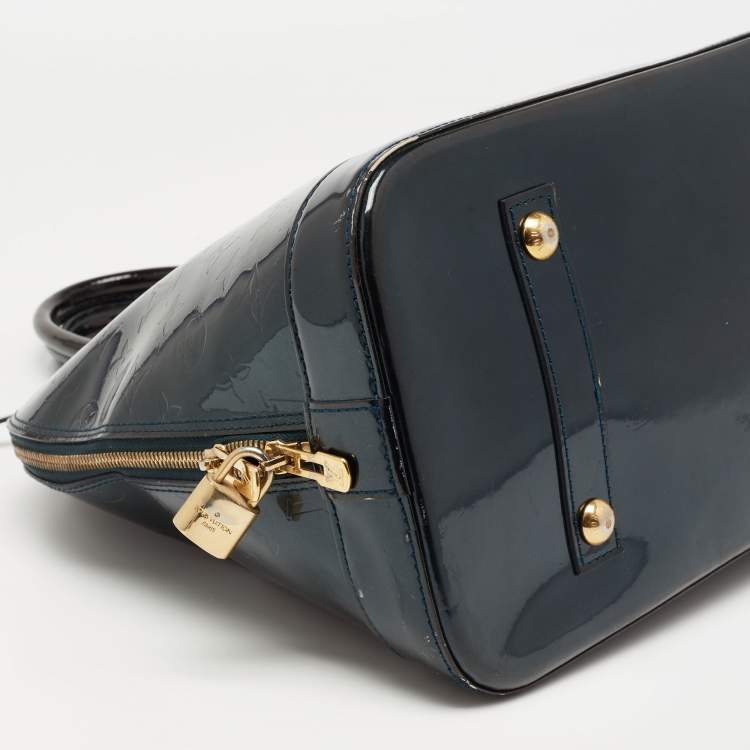 Pre Owned Louis Vuitton Blue Nuit Monogram Vernis Alma GM Bag