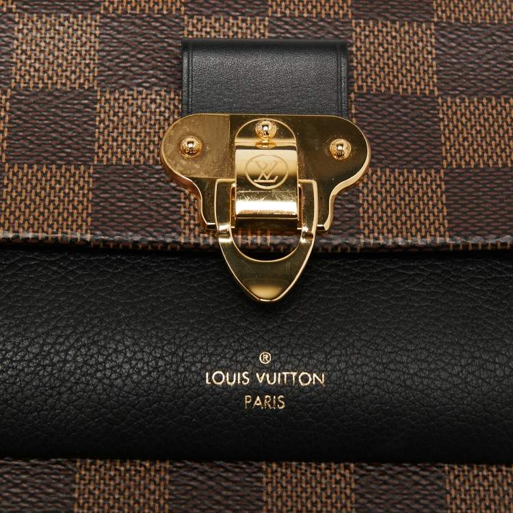 Pre Owned Louis Vuitton Black Damier Ebene Canvas and Leather Vavin Wallet on Chain