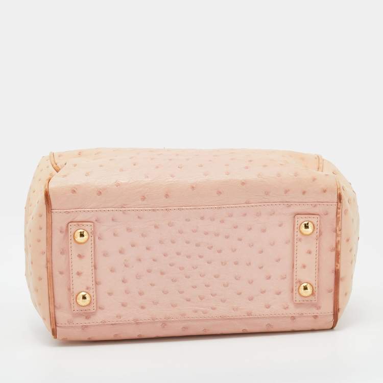 Pre Owned Louis Vuitton Poudre Ostrich Limited Edition Frame Speedy Bag