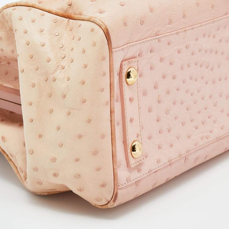 Pre Owned Louis Vuitton Poudre Ostrich Limited Edition Frame Speedy Bag