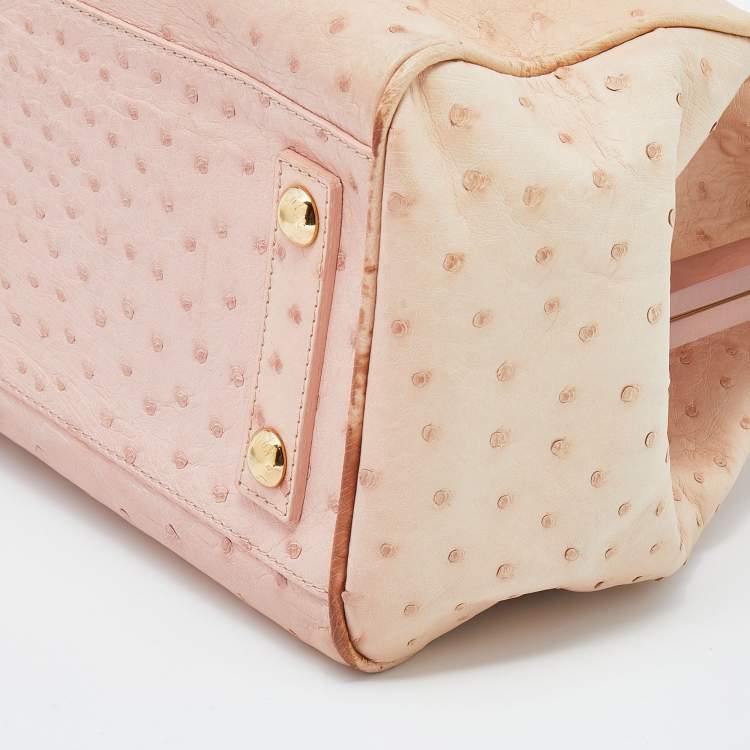 Pre Owned Louis Vuitton Poudre Ostrich Limited Edition Frame Speedy Bag