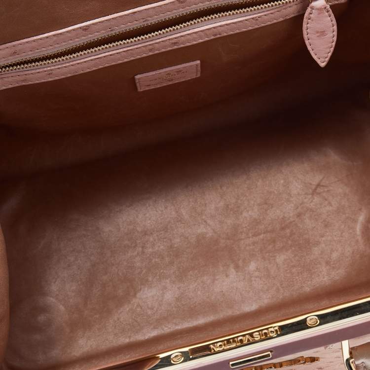 Pre Owned Louis Vuitton Poudre Ostrich Limited Edition Frame Speedy Bag