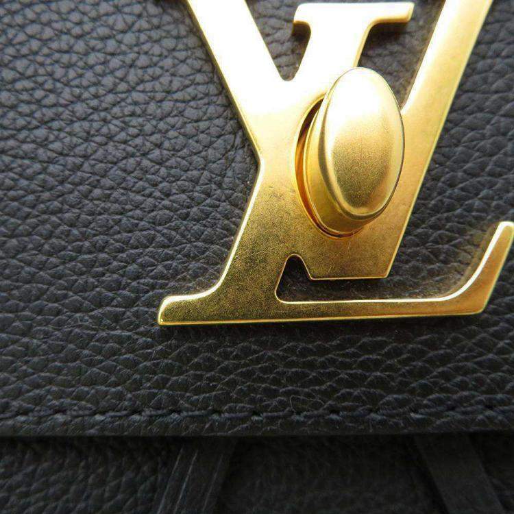Pre Owned Louis Vuitton Black Grained Calf Leather Lockme Backpack 