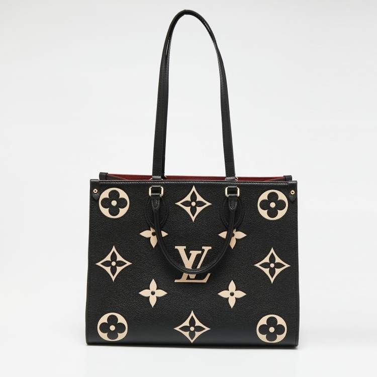 Louis Vuitton OnTheGo mm Giant Monogram Leather Tote Bag Black/Bicolor