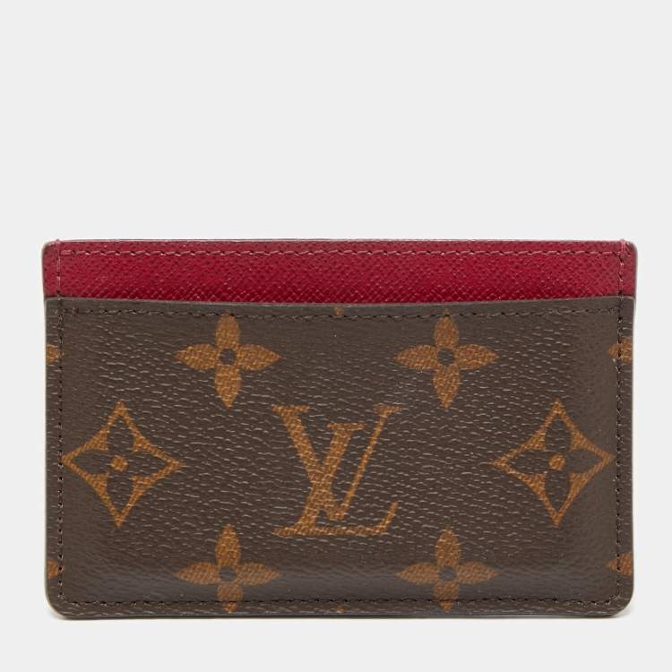 Pre Owned Louis Vuitton Fuchsia Monogram Canvas Card Holder