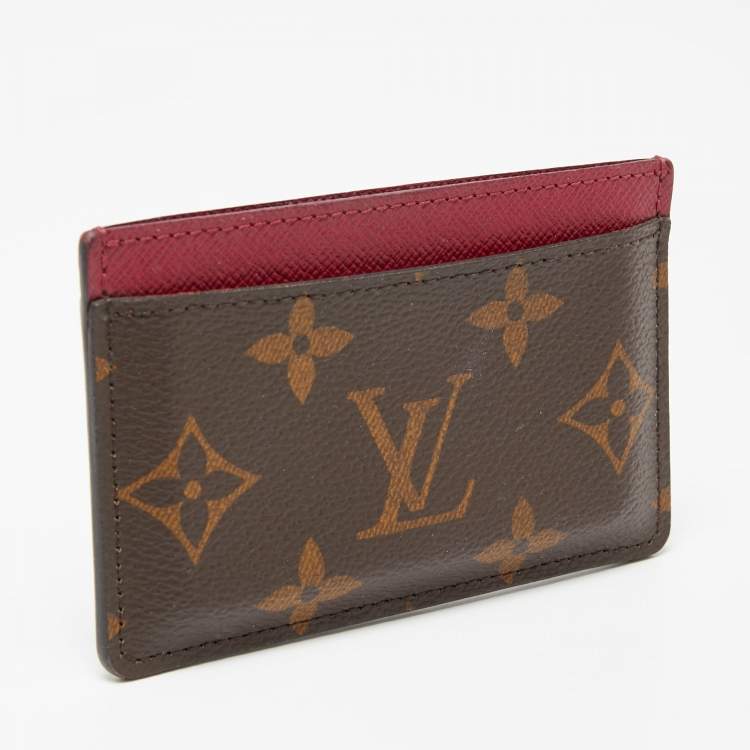 Pre Owned Louis Vuitton Fuchsia Monogram Canvas Card Holder