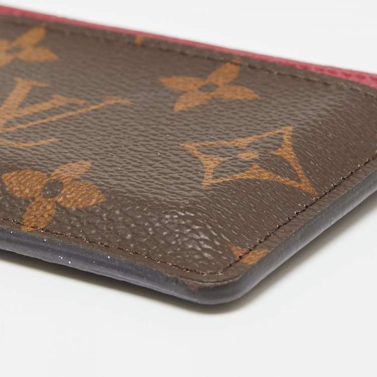 Pre Owned Louis Vuitton Fuchsia Monogram Canvas Card Holder
