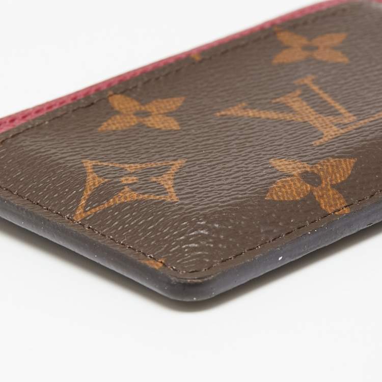 Pre Owned Louis Vuitton Fuchsia Monogram Canvas Card Holder