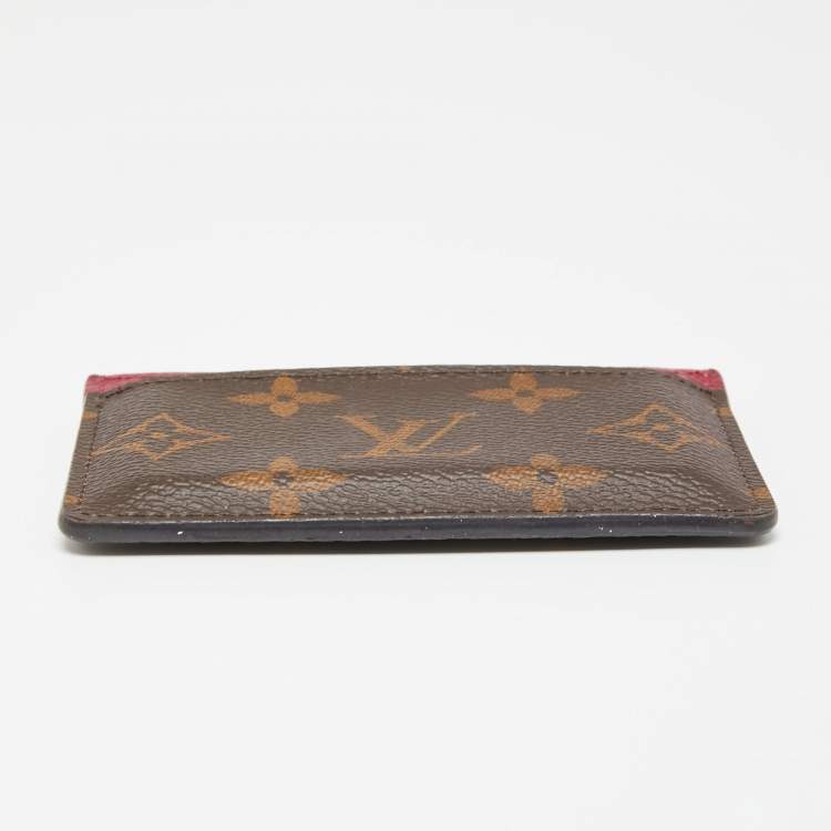 Pre Owned Louis Vuitton Fuchsia Monogram Canvas Card Holder