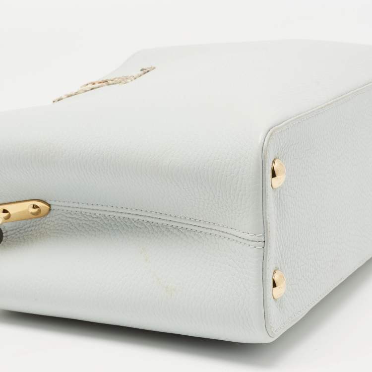 Pre Owned Louis Vuitton Jade Taurillon Leather and Python Capucines MM Bag