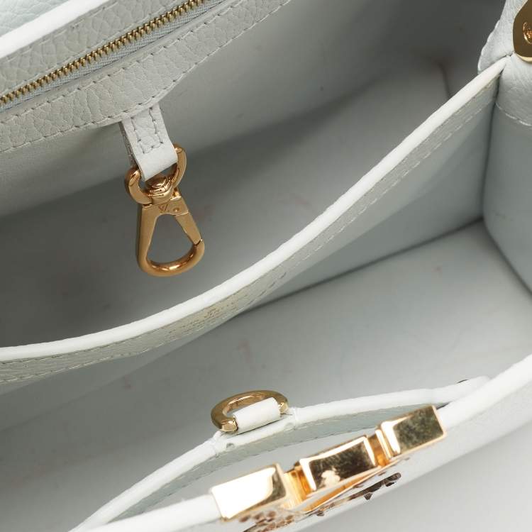 Pre Owned Louis Vuitton Jade Taurillon Leather and Python Capucines MM Bag