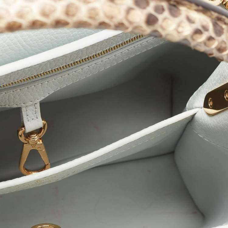 Pre Owned Louis Vuitton Jade Taurillon Leather and Python Capucines MM Bag