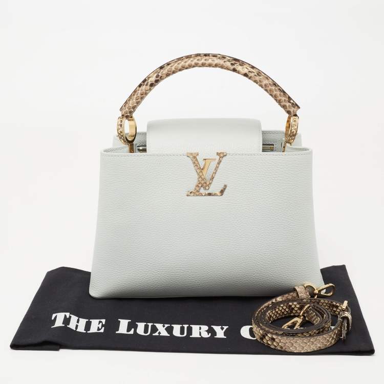Pre Owned Louis Vuitton Jade Taurillon Leather and Python Capucines MM Bag