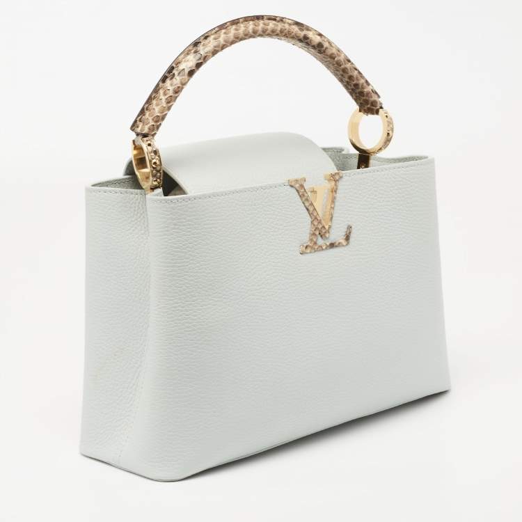 Pre Owned Louis Vuitton Jade Taurillon Leather and Python Capucines MM Bag