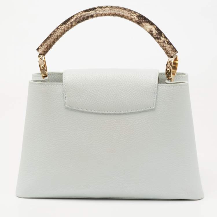 Pre Owned Louis Vuitton Jade Taurillon Leather and Python Capucines MM Bag