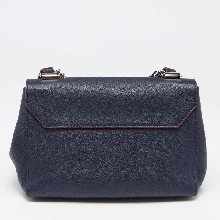 Pre Owned Louis Vuitton Navy Blue Leather Lockme II BB Bag