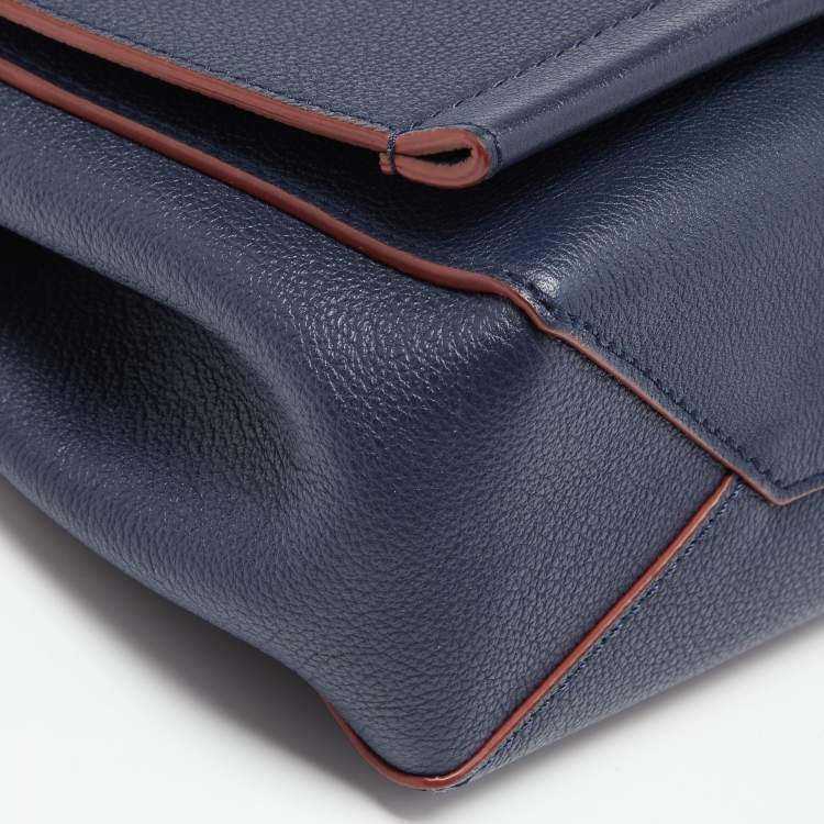 Pre Owned Louis Vuitton Navy Blue Leather Lockme II BB Bag