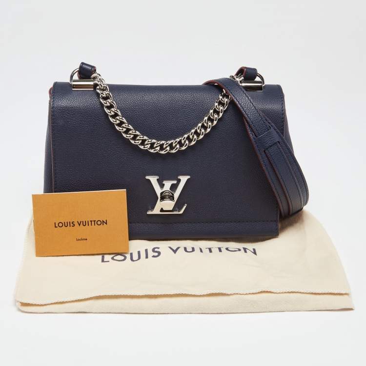 Pre Owned Louis Vuitton Navy Blue Leather Lockme II BB Bag
