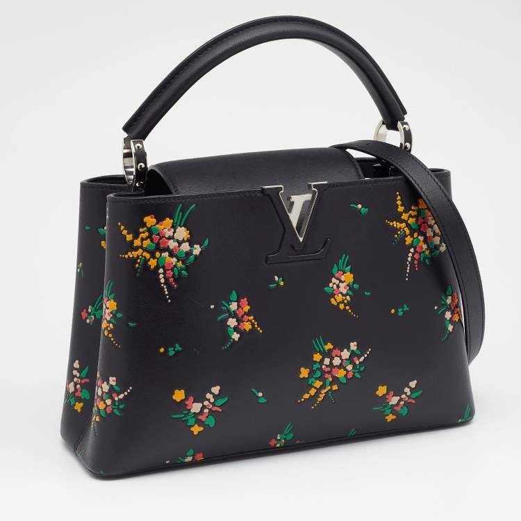 Pre Owned Louis Vuitton Black Leather Blossom Capucines PM Bag