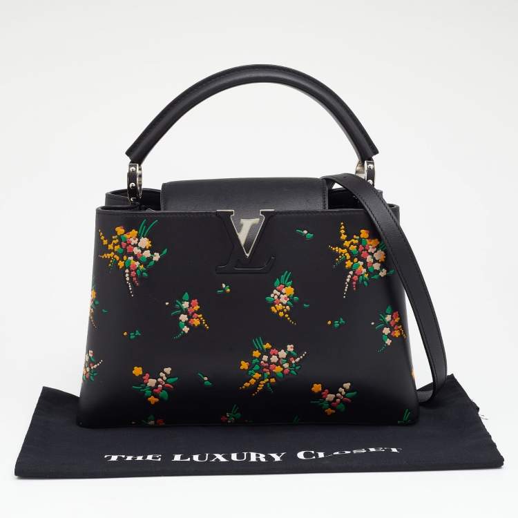 Pre Owned Louis Vuitton Black Leather Blossom Capucines PM Bag