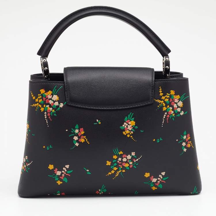 Pre Owned Louis Vuitton Black Leather Blossom Capucines PM Bag