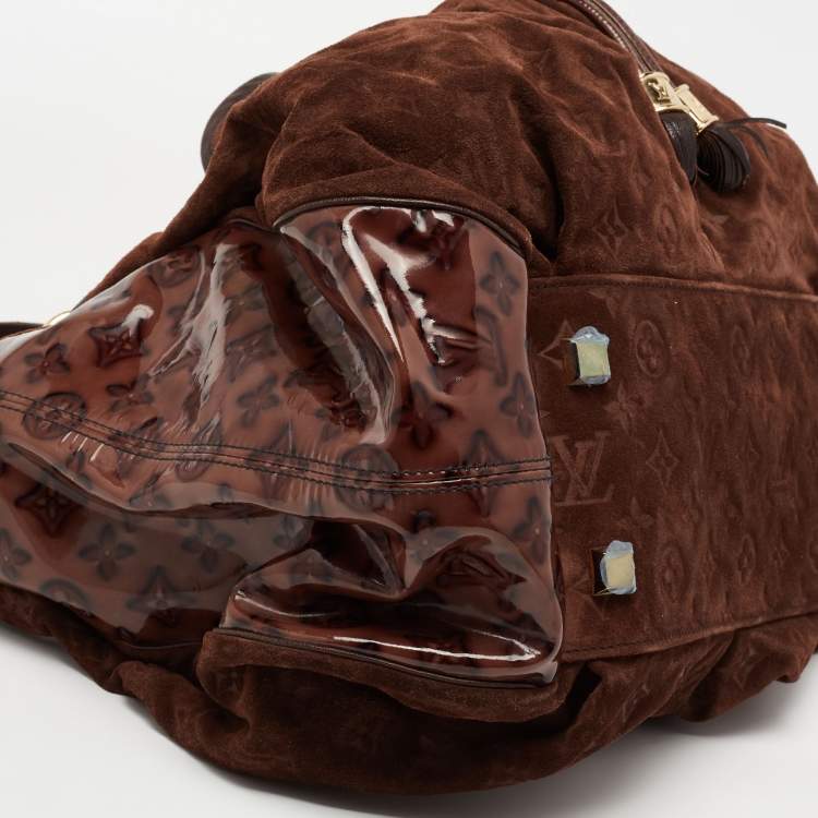 Pre Owned Louis Vuitton Espresso Monogram Suede Limited Edition Irene Bag