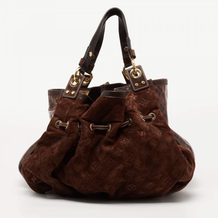 Pre Owned Louis Vuitton Espresso Monogram Suede Limited Edition Irene Bag