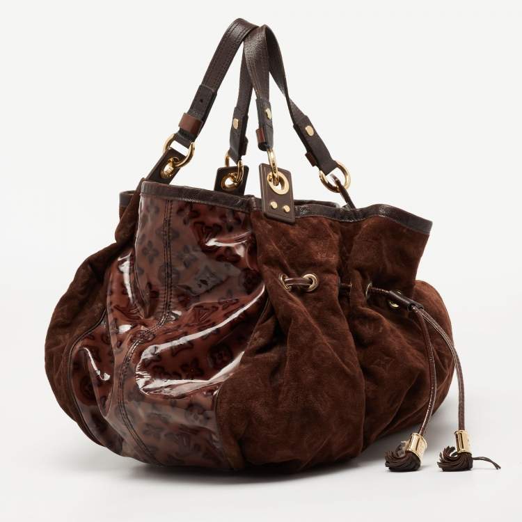 Pre Owned Louis Vuitton Espresso Monogram Suede Limited Edition Irene Bag