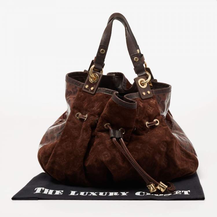 Pre Owned Louis Vuitton Espresso Monogram Suede Limited Edition Irene Bag