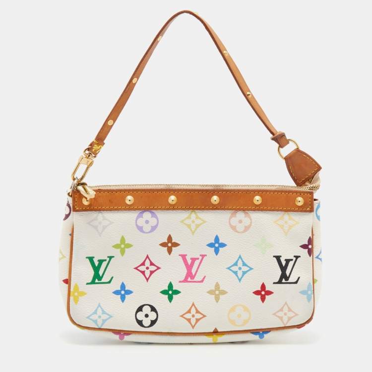 LOUIS VUITTON WHITE MULTICOLOUR MONOGRAM POCHETTE BY TAKASHI MURAKAMI